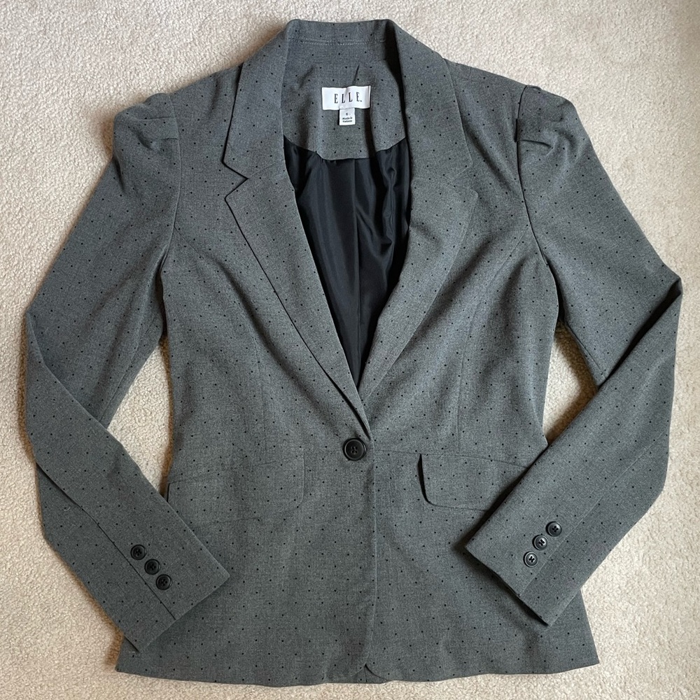 Elle Gray Polkadot Blazer Jacket